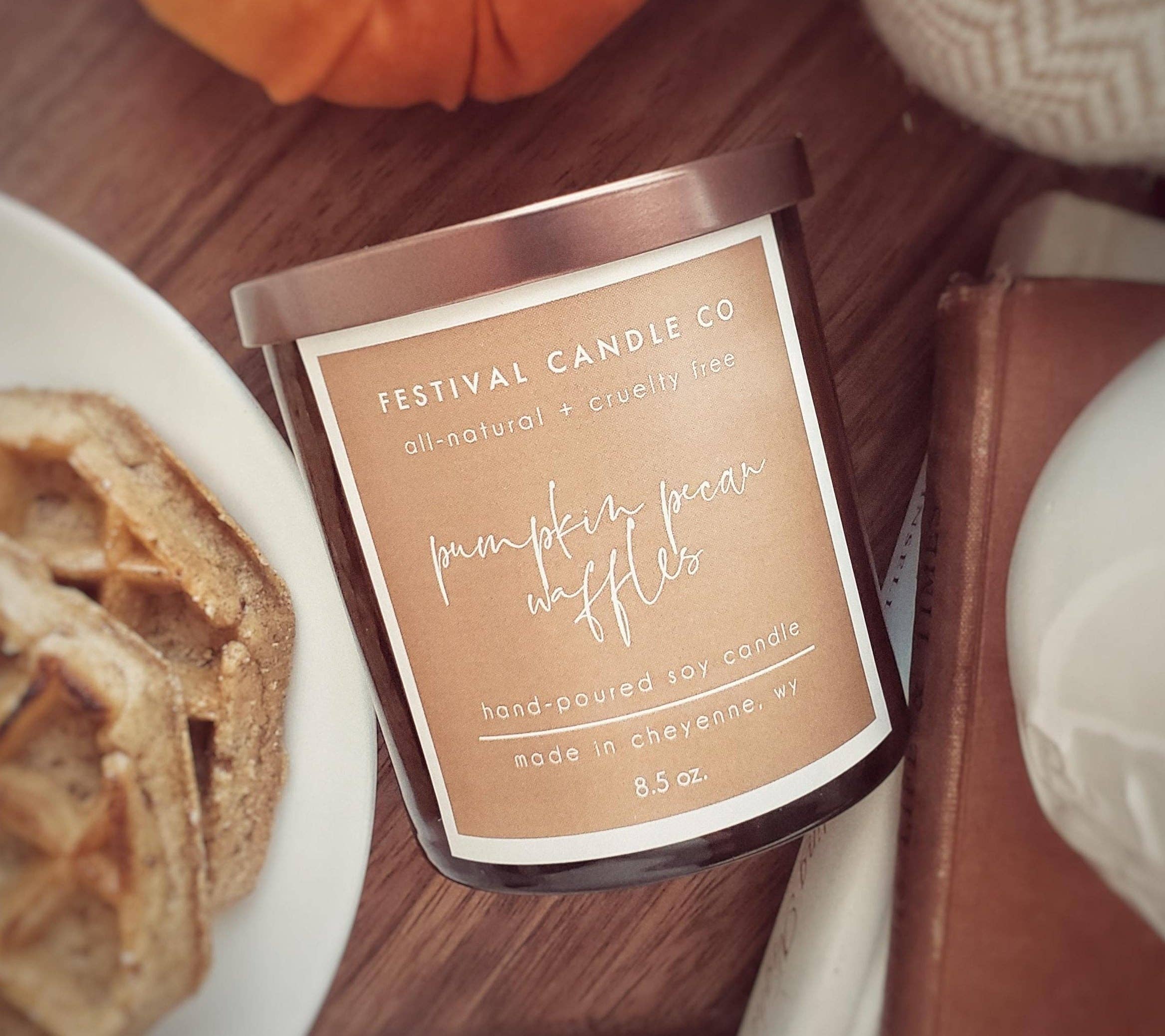 Festival Candle Co. - Wholesale Jar/Filled Candle - "Pumpkin Pecan Waffles" Scented Soy Candle, 8.5 ounce0