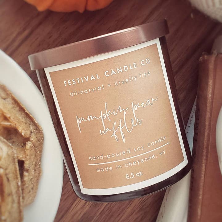 Festival Candle Co. - Wholesale Jar/Filled Candle - "Pumpkin Pecan Waffles" Scented Soy Candle, 8.5 ounce0