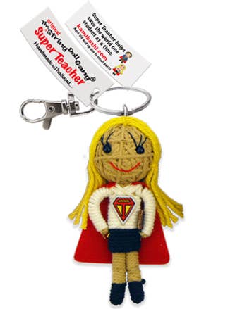 Kamibashi - Wholesale Keychain - Women's - Super Teacher (Girl, Tan String) String Doll Keychain1