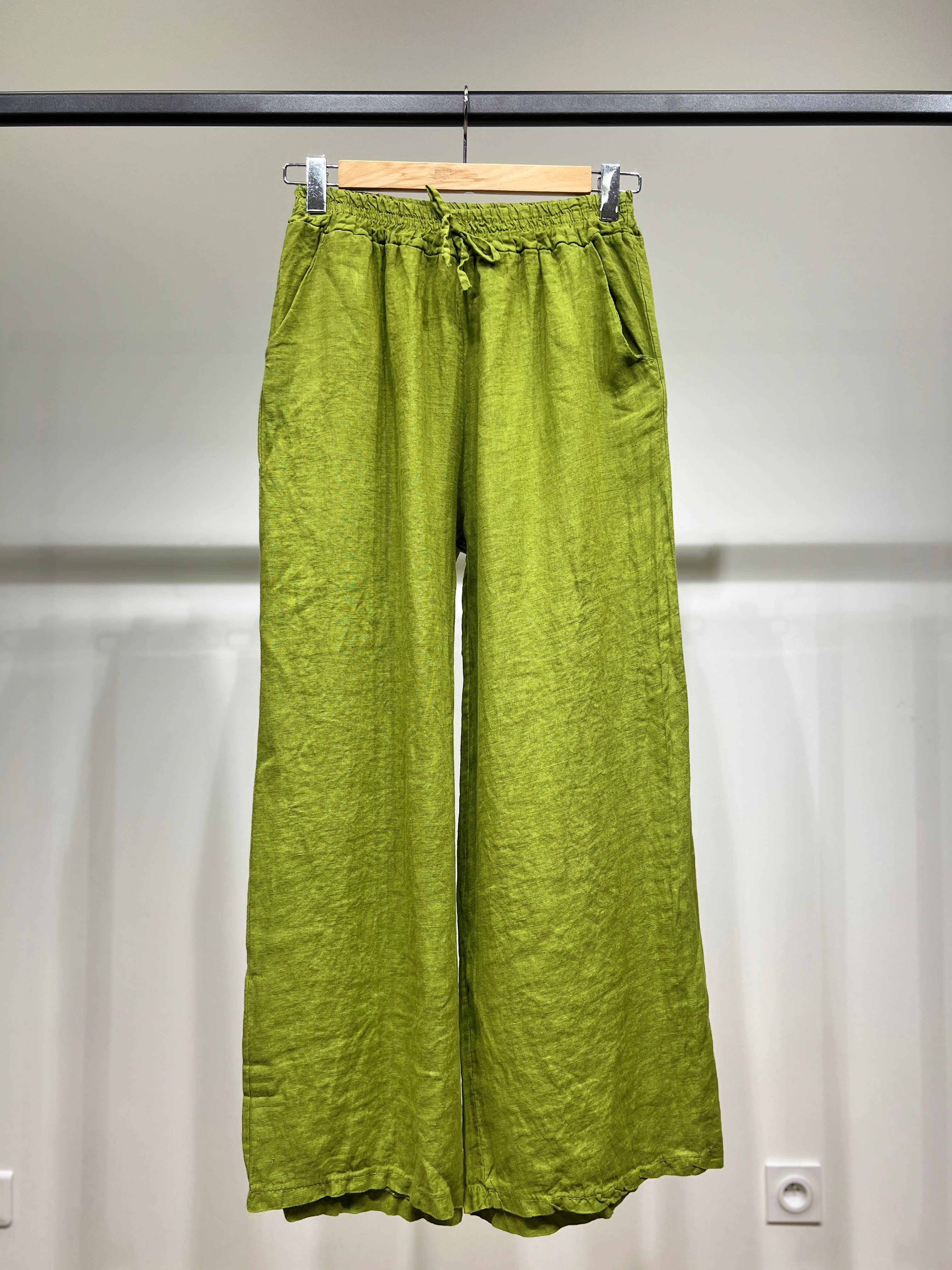 L'Emotion - Wholesale Pants - Women's - Wide Leg Elastic Waist Drawstring Pants 100% Linen12