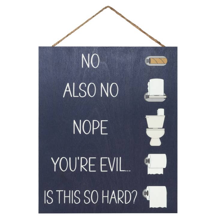 Funny Bathroom Sign, Changing the Toilet Paper, Navy for wholesale by JennyGems
