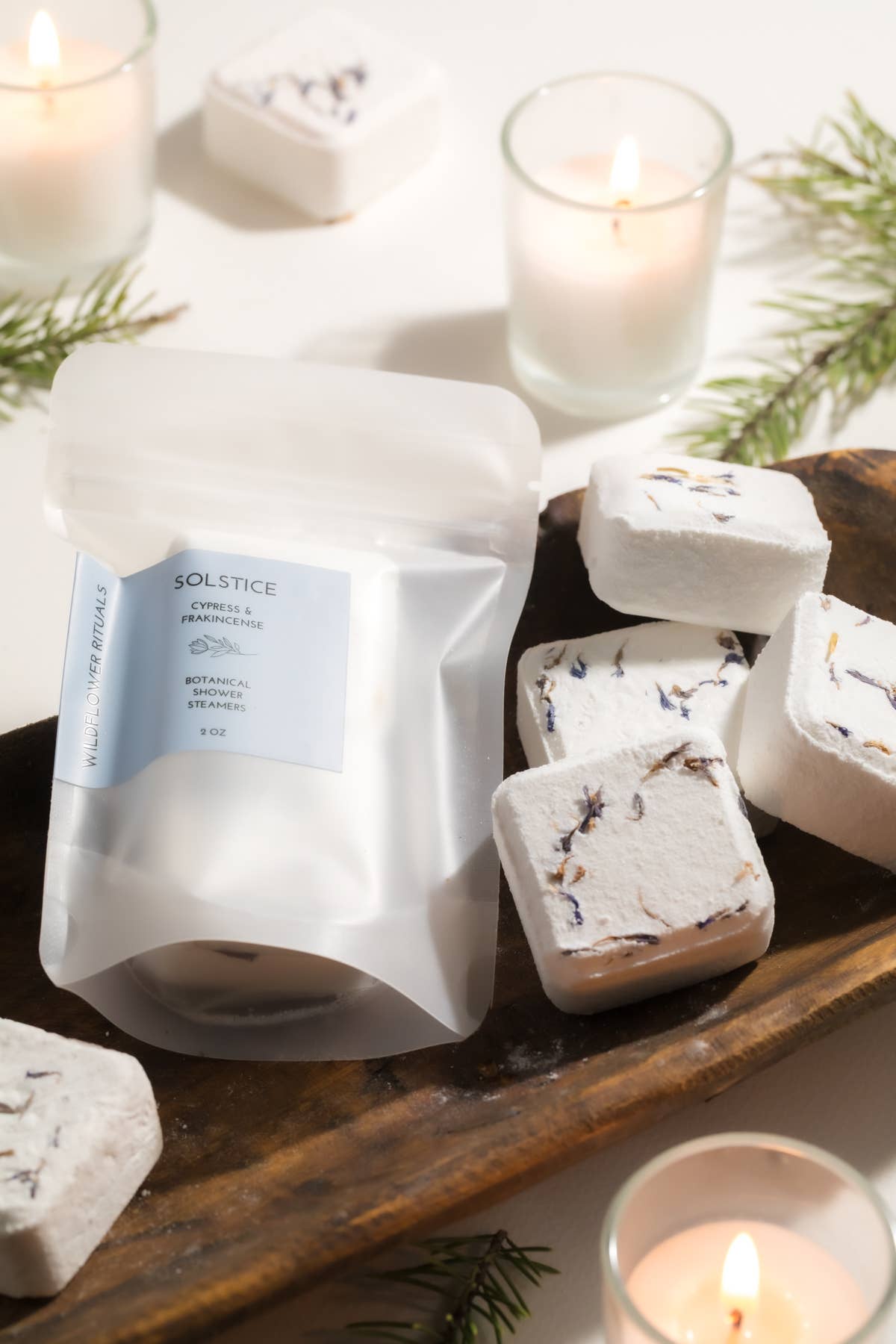 Wildflower Rituals - Wholesale Shower Steamer/Bomb - Solstice Botanical Shower Steamers - Cypress Frankincense7