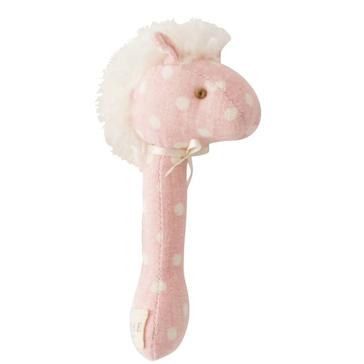 Alimrose - Wholesale Handheld rattle – Baby - Horse Stick Rattle Pink White Spot0