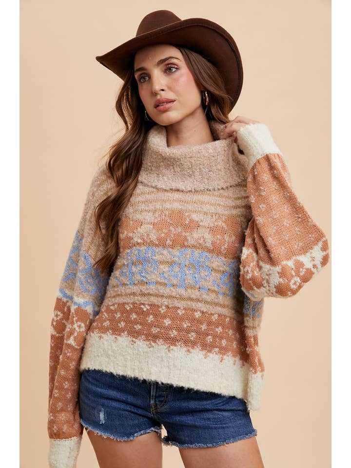 In Loom - Vente Pull en maille – femme - COL ROULÉ EN TRICOT MULTICOLORE9