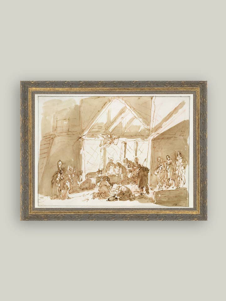 Art ancien encadré de la Nativité du Christ pour la vente par Petal Lane Home