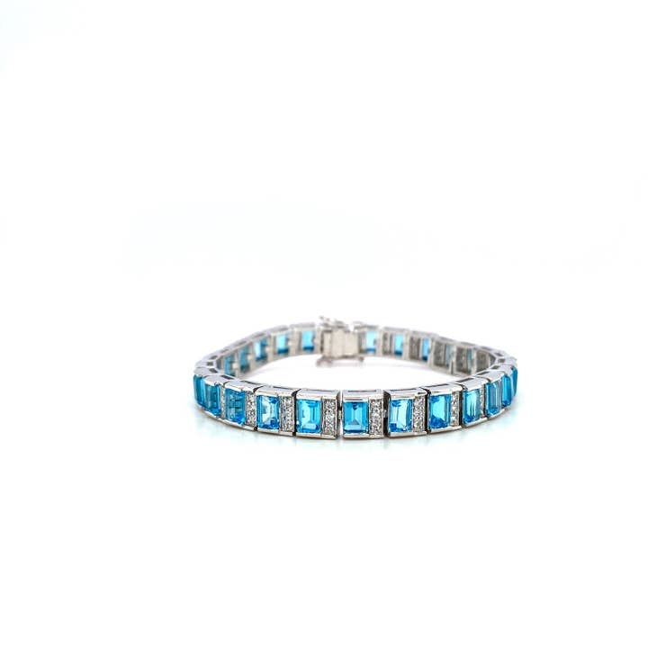 Bracelet topaze bleue en argent sterling .925 - KSD 44433 pour la vente par Kotawala Jewels