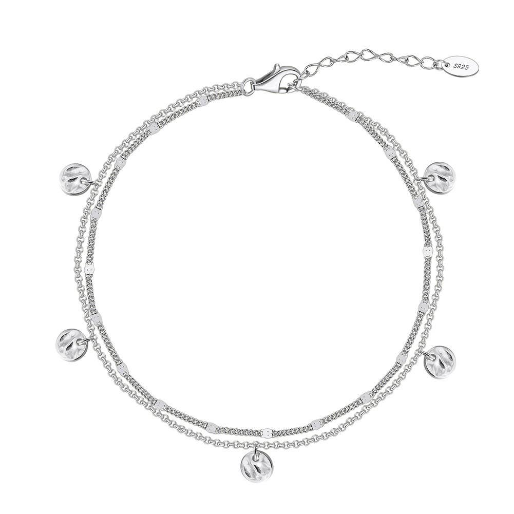 Gioiellin - S925 Silver Jewelry - Wholesale Anklet - 925 Sterling Silver Irregular Double Layer Anklet Beach0