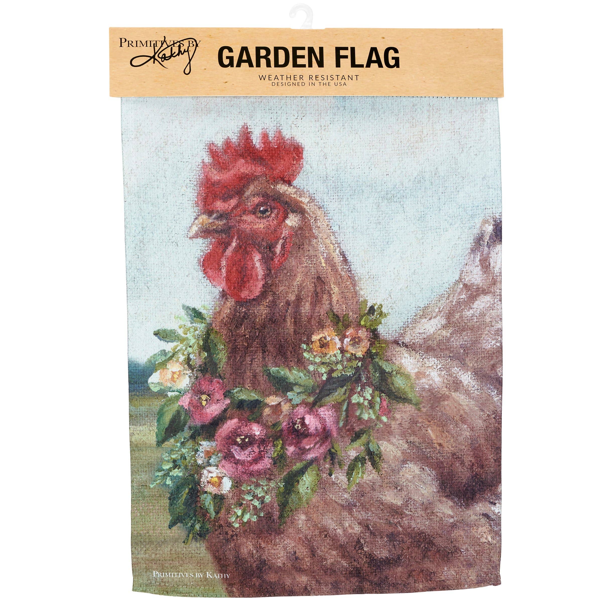 Primitives by Kathy - Wholesale Flag - Floral Chicken Garden Flag2