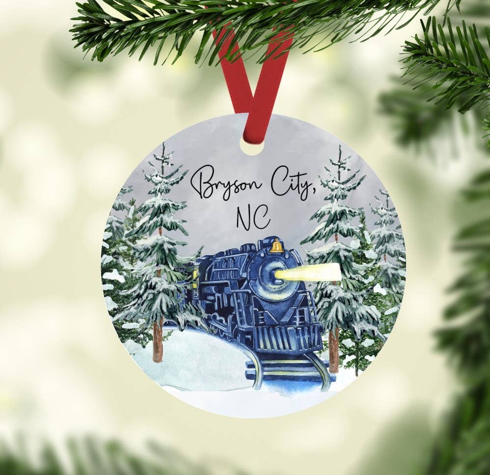 SHY Designs, LLC - Vente Objets de décoration - Décoration de Noël hivernale pour train à vapeur Bryson City, NC