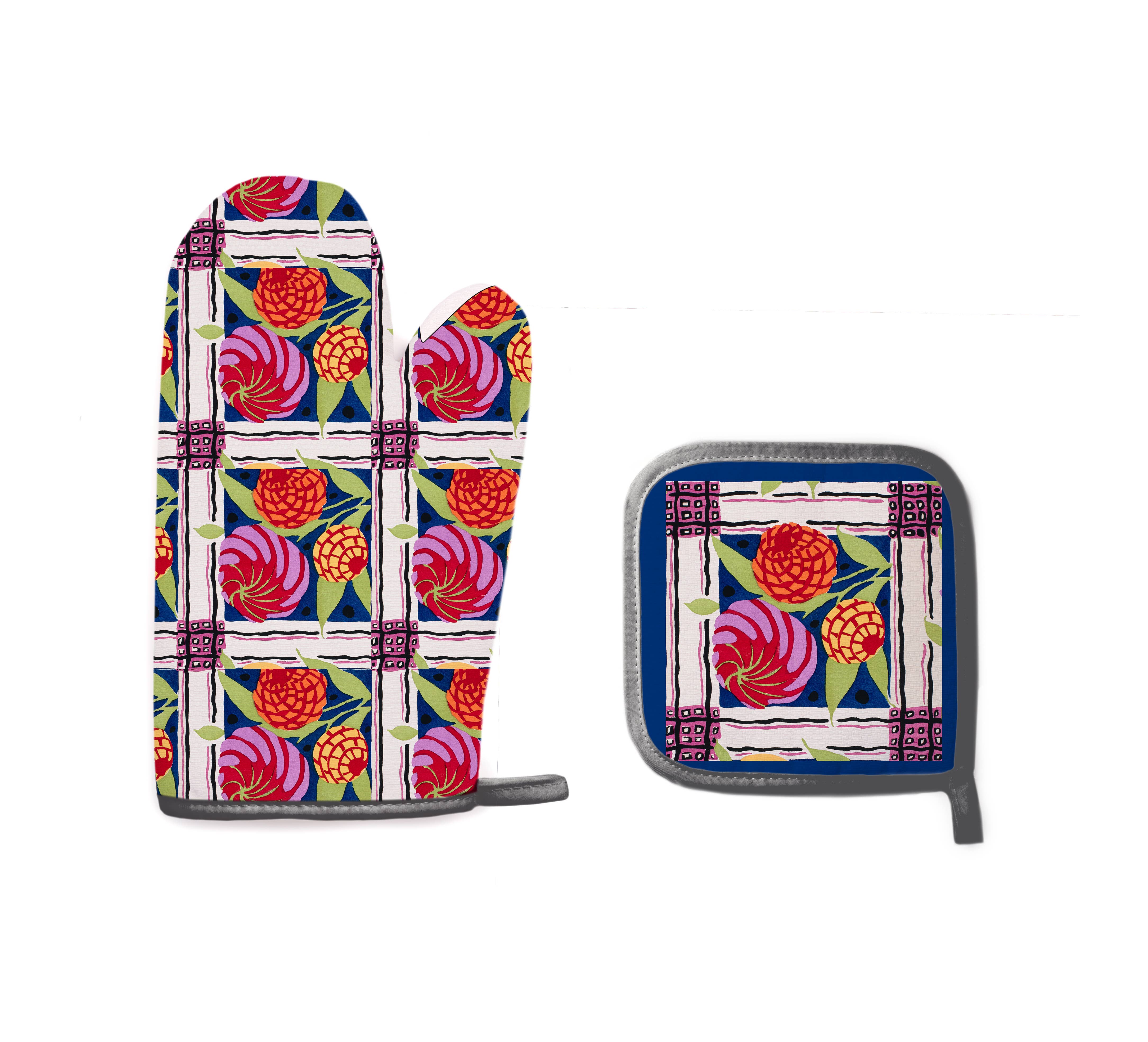 Really Nice Things - Wholesale Theedoek - Set keukenhandschoenen met bloemmotief0