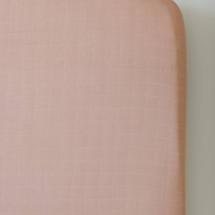 Dusty Pink Solid Bamboo Muslin Crib Sheet for wholesale by Lil North Co