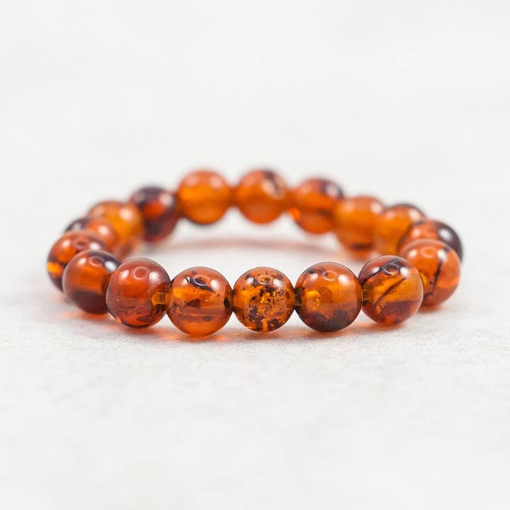 Baltic Amber Beaded Ring Amber Stacking Ring Stretch Ring for wholesale by Marcin Waryszak