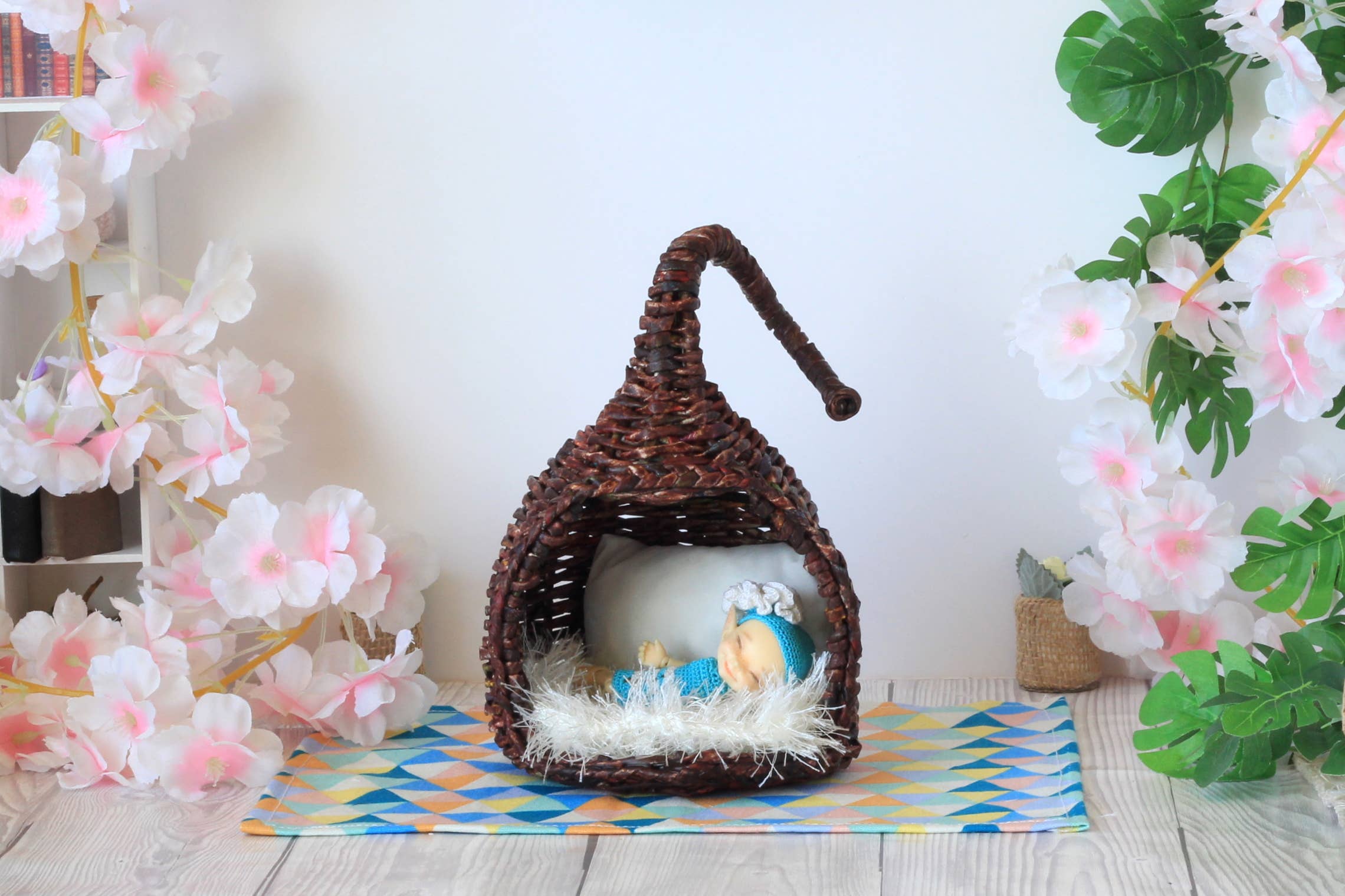 Lenasminiland - Vendita all'ingrosso Kit di accessori per bambole - Bambini - Sedia sospesa in miniatura a uovo in vimini per casa delle bambole6