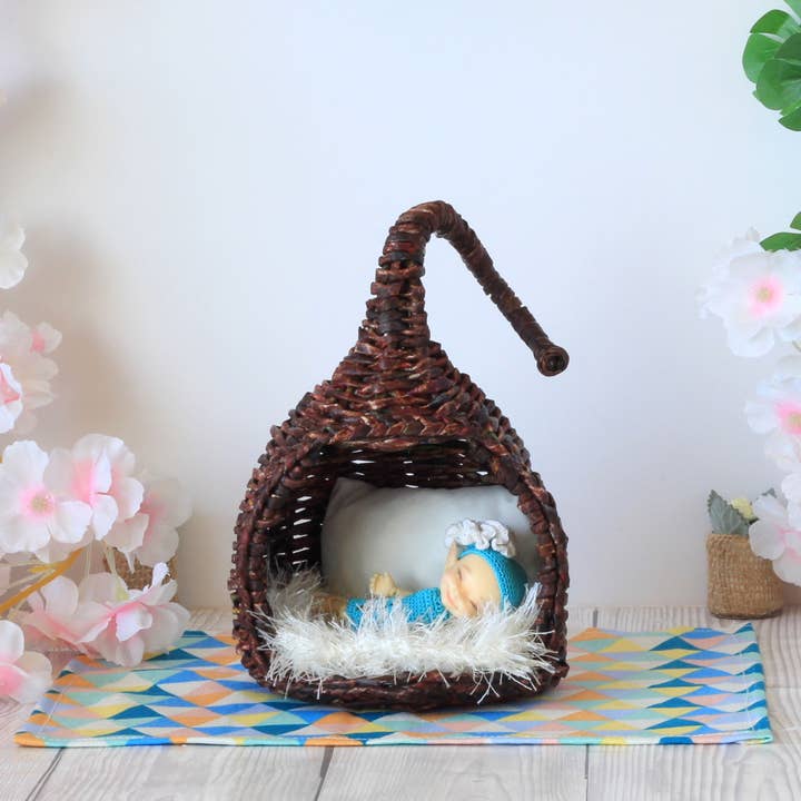 Lenasminiland - Venta al por mayor Juego de accesorios para muñecas - Niños - Silla colgante miniatura de mimbre para casa de muñecas, columpio tipo huevo para muñecas BJD6