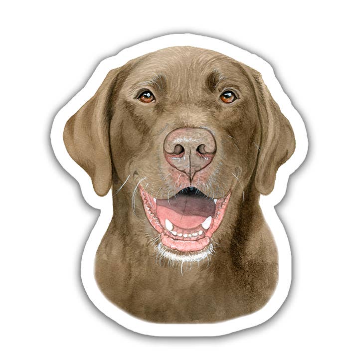 Chocolate Lab Dog Watercolor Matte Vinyl Sticker for wholesale by Studio Miller