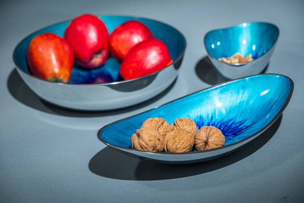 Tilnar Art - Venta al por mayor Bandejas/platos/boles decorativos - Cuenco Aqua Boat cepillado, 27 cm1