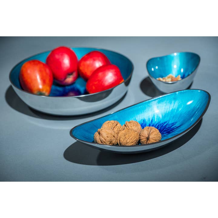 Tilnar Art – wholesale Decorative plate/dish/bowl – Brushed Aqua Boat Bowl 27 cm1