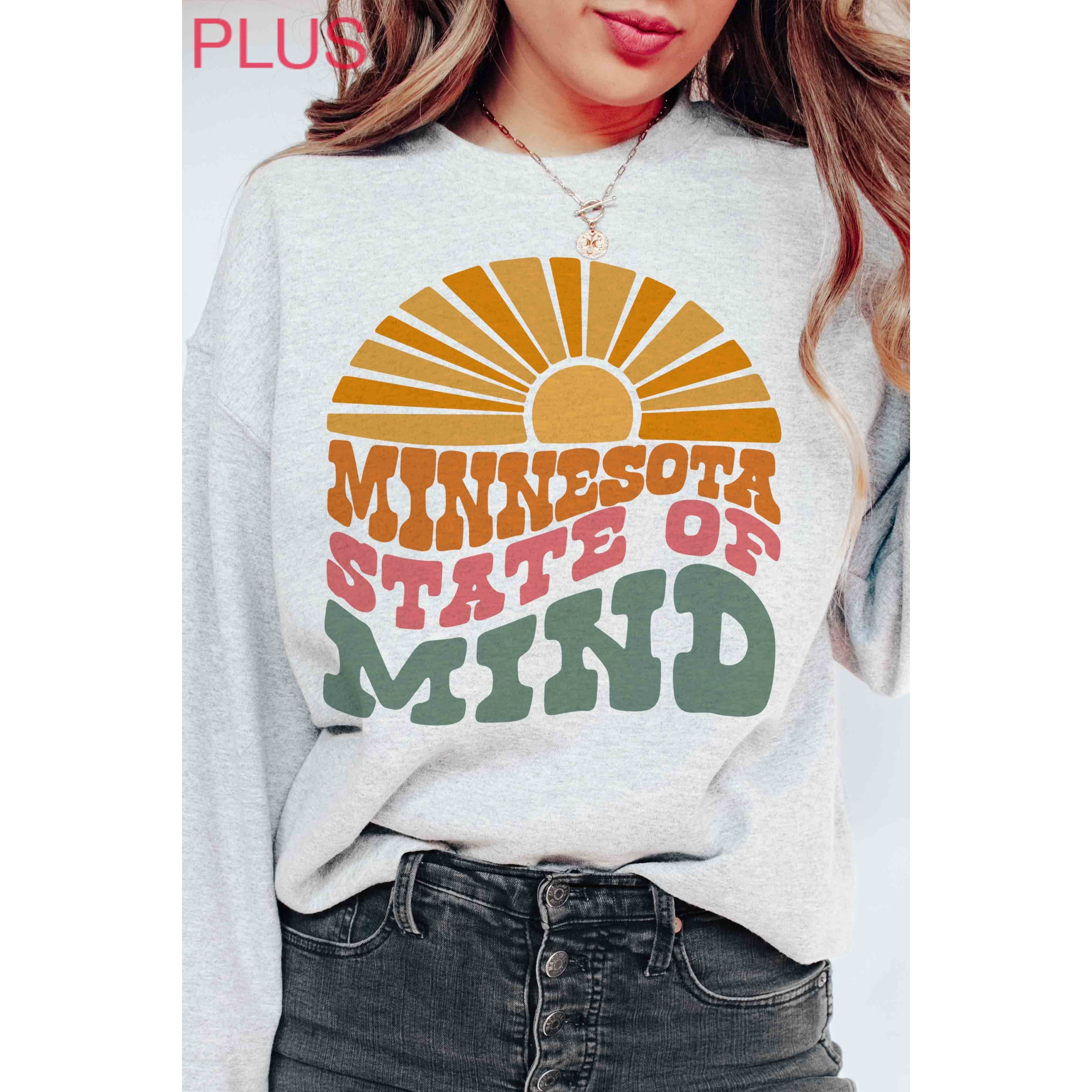 A. BLUSH CO - Venta al por mayor Sudadera estampada - Mujer - Sudadera Gráfica Talla Grande ESTADO MENTAL DE MINNESOTA0
