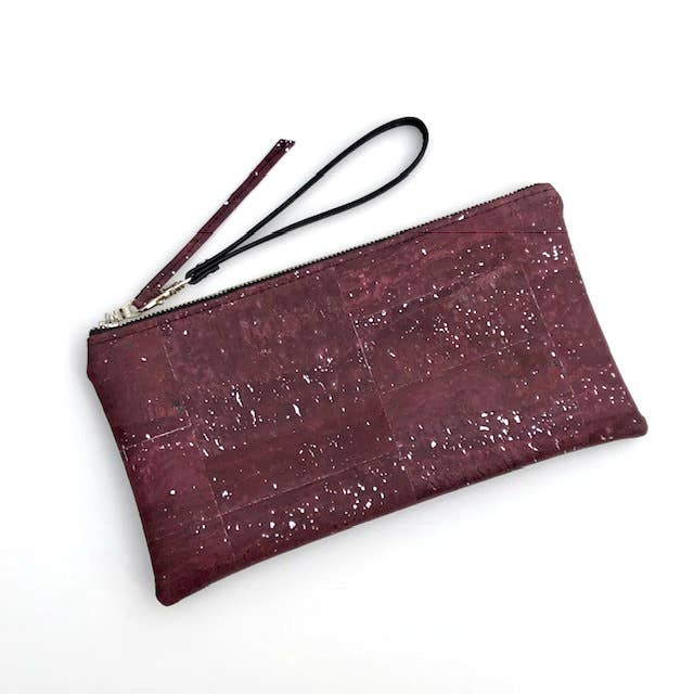 Cork Clutch Plum with Metallic Silver for wholesale by Ginger & Juniper