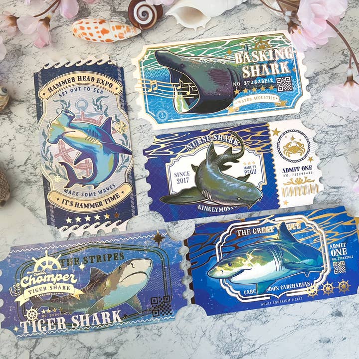 Sharks Ticket Postkarte für den Großhandel von Pegushi