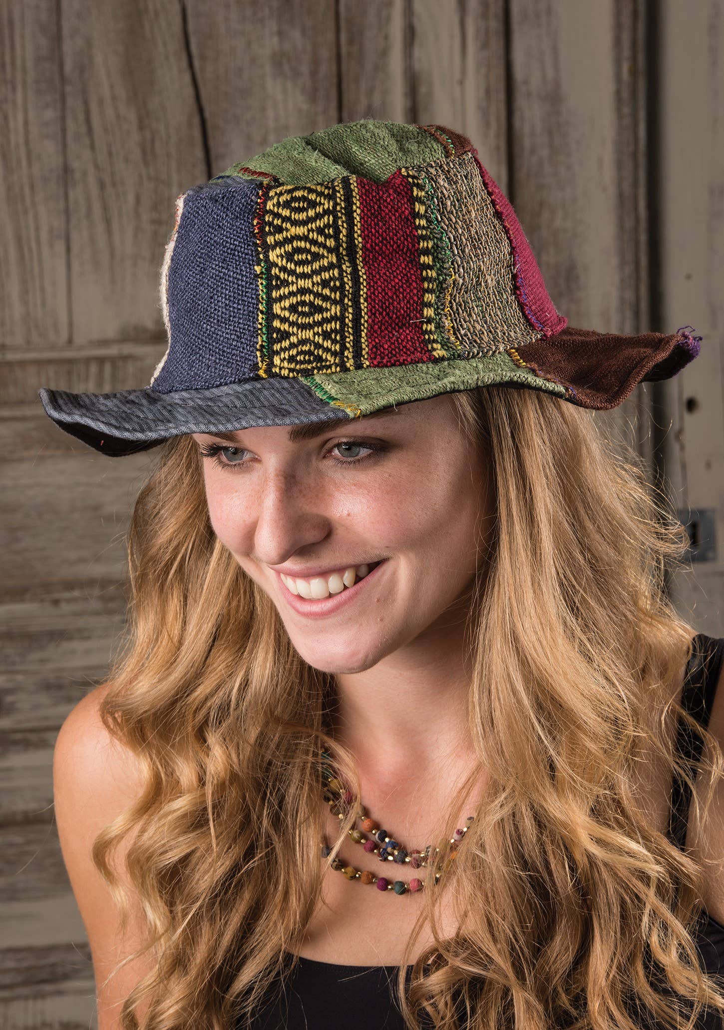 Namaste – wholesale Fedora – Women’s – Hemp Patchwork Floppy Style Hat1