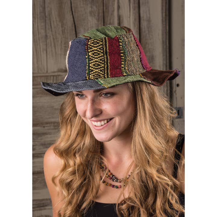 Namaste – wholesale Fedora – Women’s – Hemp Patchwork Floppy Style Hat1