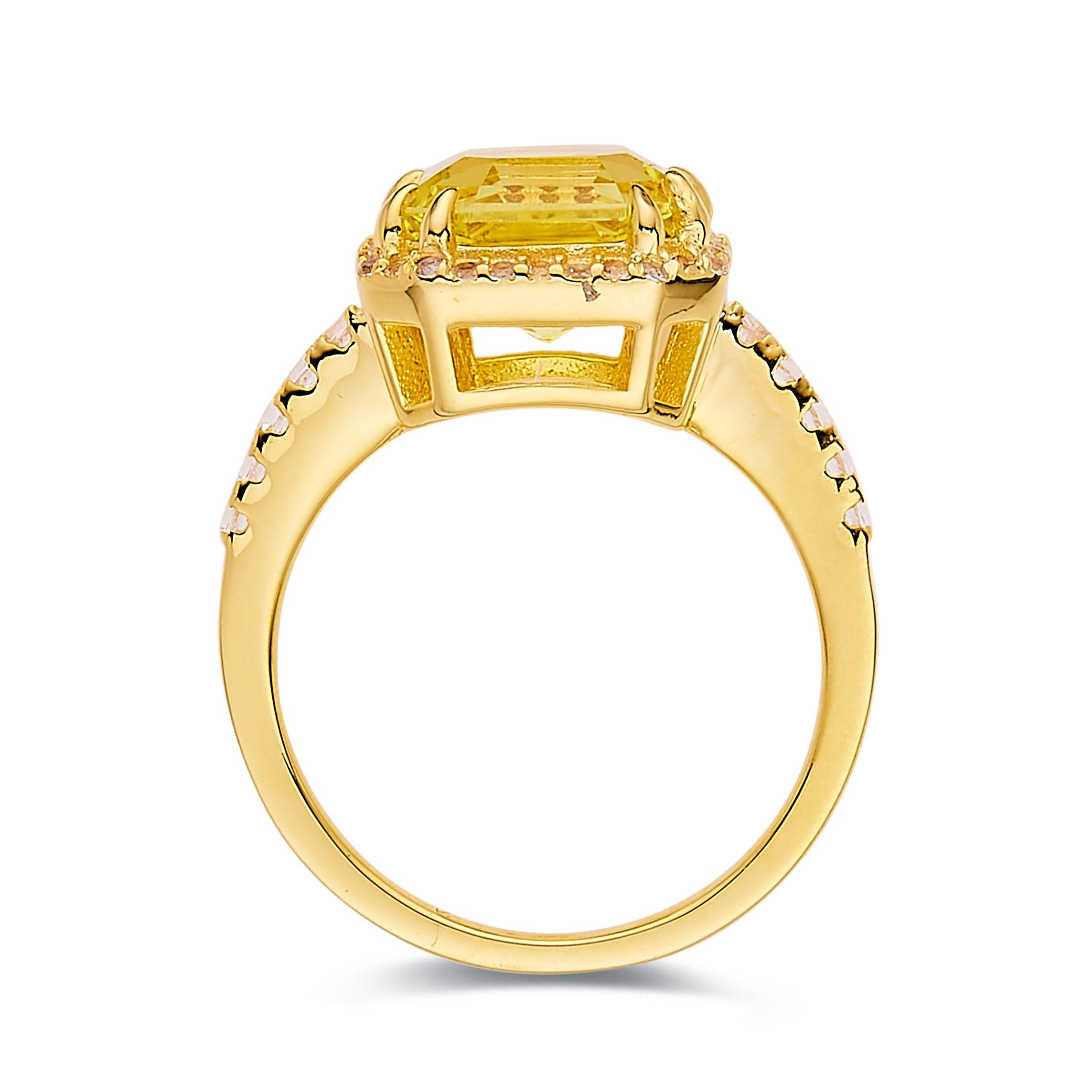 FCJ Jewelry LLC - Wholesale Multi-Stone Ring - Gold Plated Silver Created Yellow Sapphire Halo Ring2