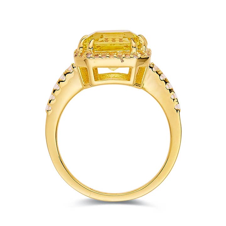 FCJ Jewelry LLC - Wholesale Multi-Stone Ring - Gold Plated Silver Created Yellow Sapphire Halo Ring2