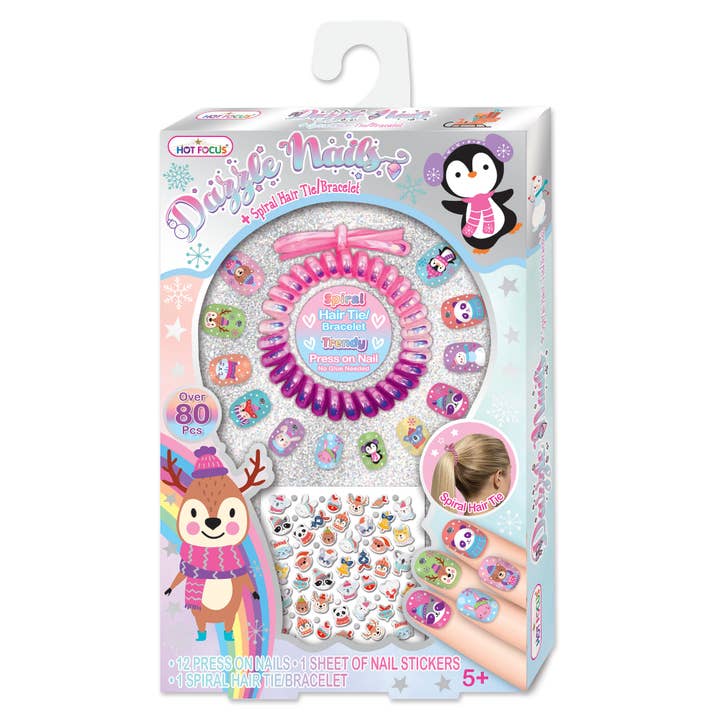 Hot Focus, Inc. - Wholesale Nail Art/Decal - Dazzle Nails + Spiral Hair Tie/Bracelet, Holiday