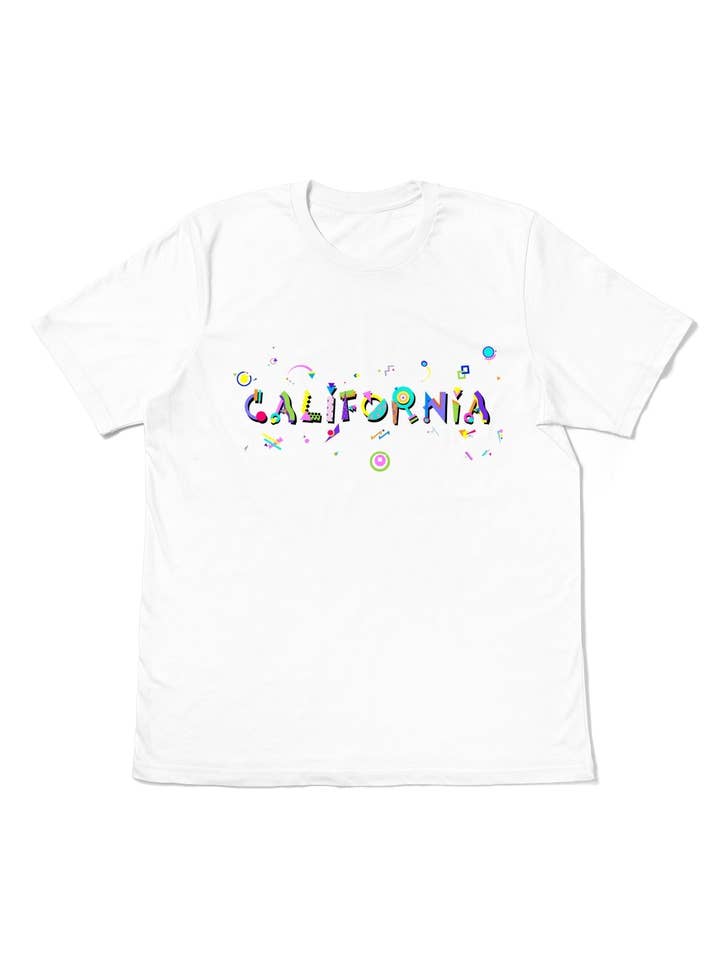 California POPtype T-Shirt – Retro Memphis Style West Coast Souvenir 🌊 for wholesale by Tourist Tee Co.