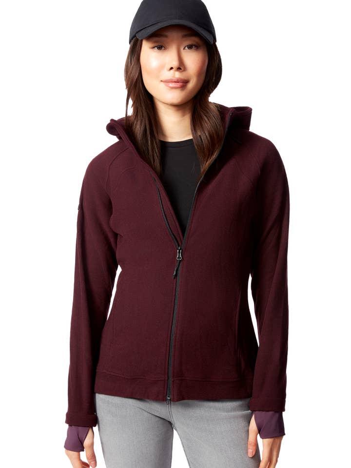 CASSIDY | WOMEN'S FLEECE FULL ZIP SWEATER, GRAPE HEATHER for wholesale by Alpine North CA