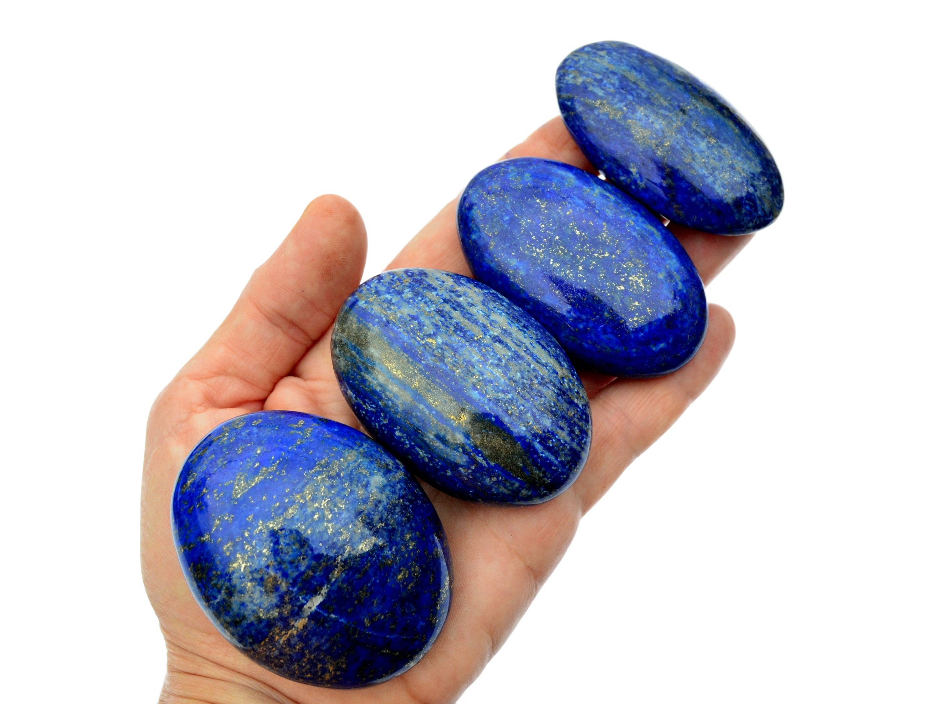 Kaia & Crystals – wholesale Andlig sten/kristall – Lapis lazuli handstenar (7–10 st) kvalitetsset, 45–80 mm3