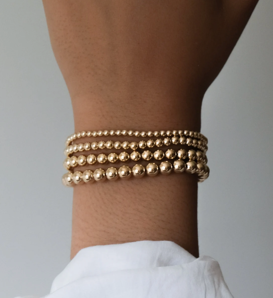 HoopLa - Wholesale Beaded Bracelet - Beads-Stacking Stretch Bracelets Steel Gold 14K  Waterproof9