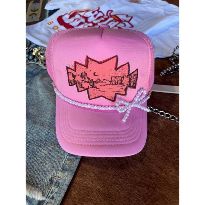 Wild Junkie - Wholesale Hat Accessory - Women's - White Pearl Bow Trucker Hat Chain2