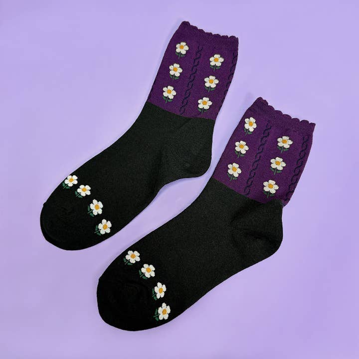 7DAYSSOCKS - Wholesale Socks - Women's - Women's Picot Flower Pattern Crew Socks8