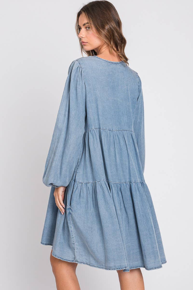ZiA Apparel – wholesale Dress – Women's – Thin Denim Tiered Dress 12