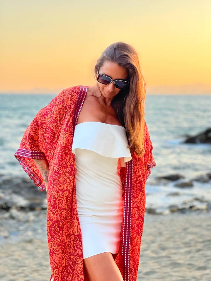 Kinomy - Vendita all'ingrosso Kimono - Donna - Confezione da 10 kimono lunghi con maniche giapponesi, kimono da donna