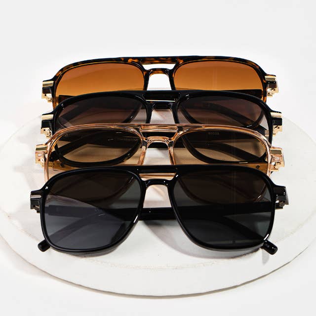 Acetate Double Bridge Aviator Sunglasses for wholesale by The Looks by Fame Accessories