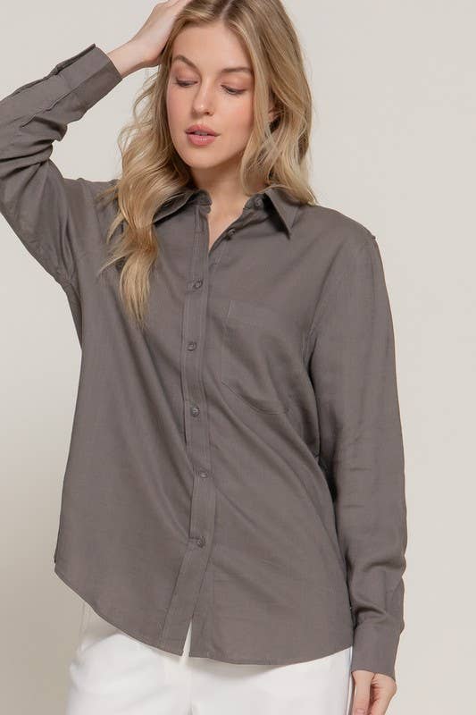 Vanilla Monkey - Wholesale Blouse - Women's - Long Sleeve Linen Blend Shirt5