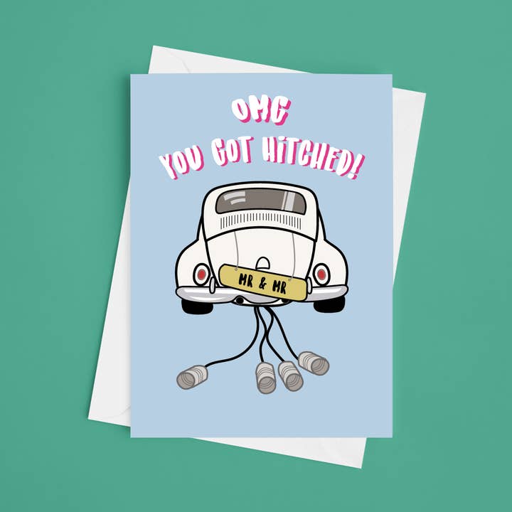 You Got Hitched Mr And Mr - 5x7 Wedding Card for wholesale by Laura Lonsdale