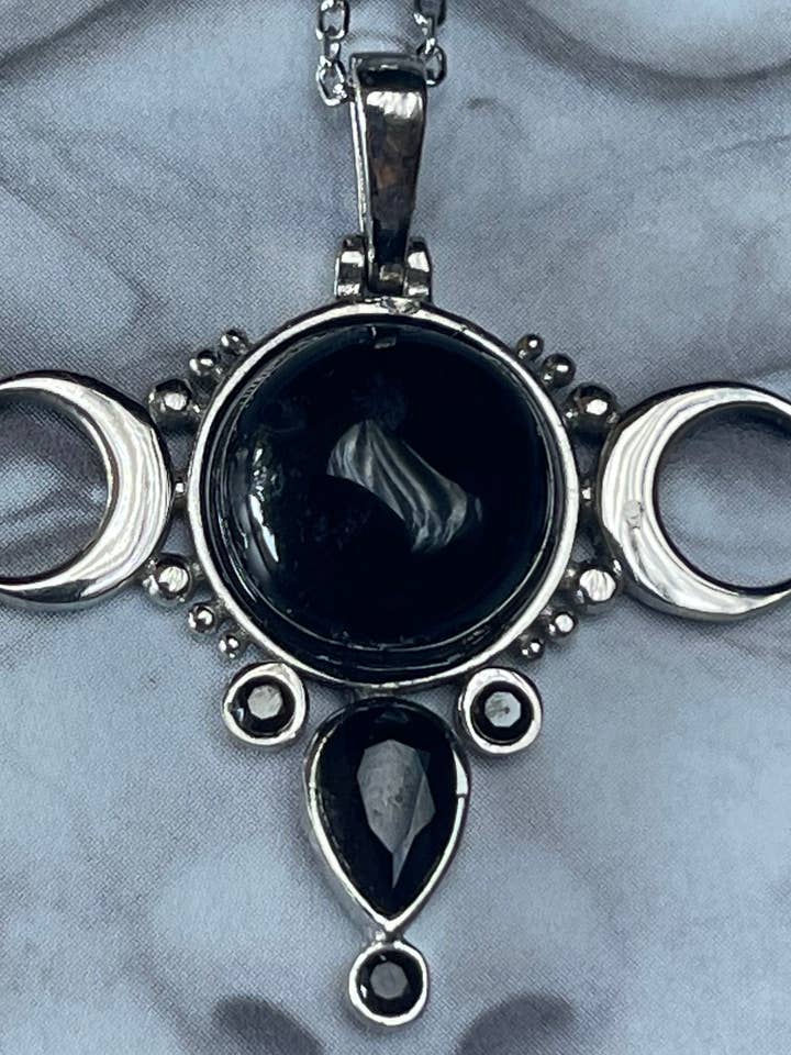 ONYX TRIPLE MOON Necklace for wholesale by Flesh & Soul