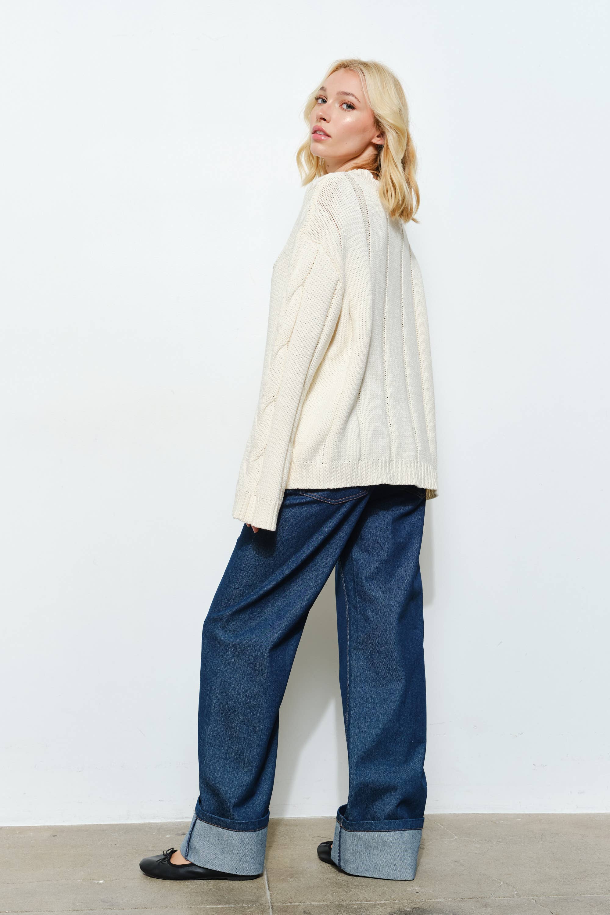 Pretty Garbage - Wholesale Knit Sweater - Women's - PRUDENCE CABLE KNIT SWEATER - Oversized, Fall9