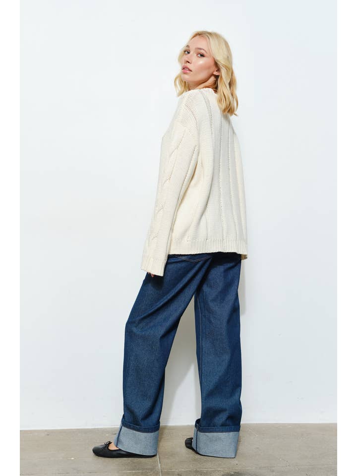 Pretty Garbage - Wholesale Knit Sweater - Women's - PRUDENCE CABLE KNIT SWEATER - Oversized, Fall9