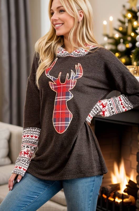 HEIMISH - Venta al por mayor Sudadera con capucha - Mujer - ET6455-10 RENO NAVIDEÑO1