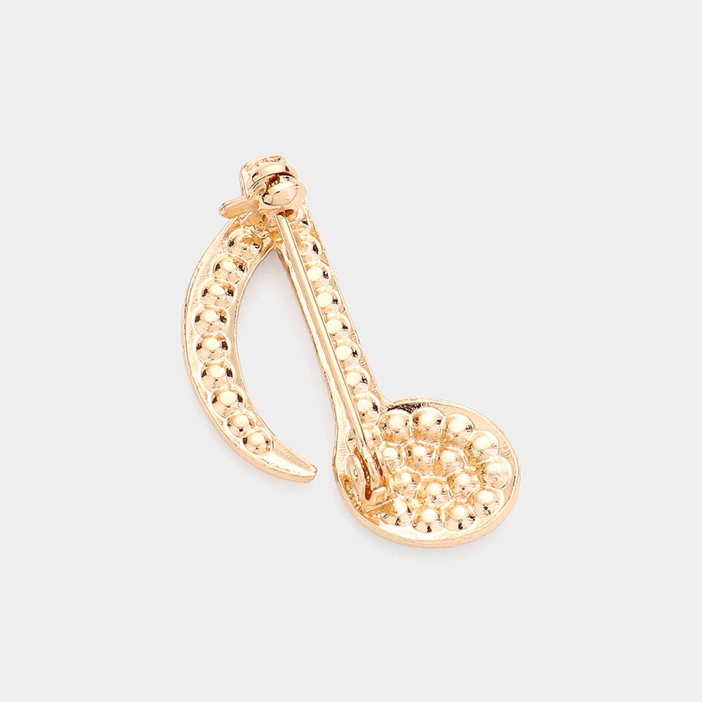 Sensibling Corp. - Wholesale Brooch - Rhinestone Paved Musical Note Pin Brooch1