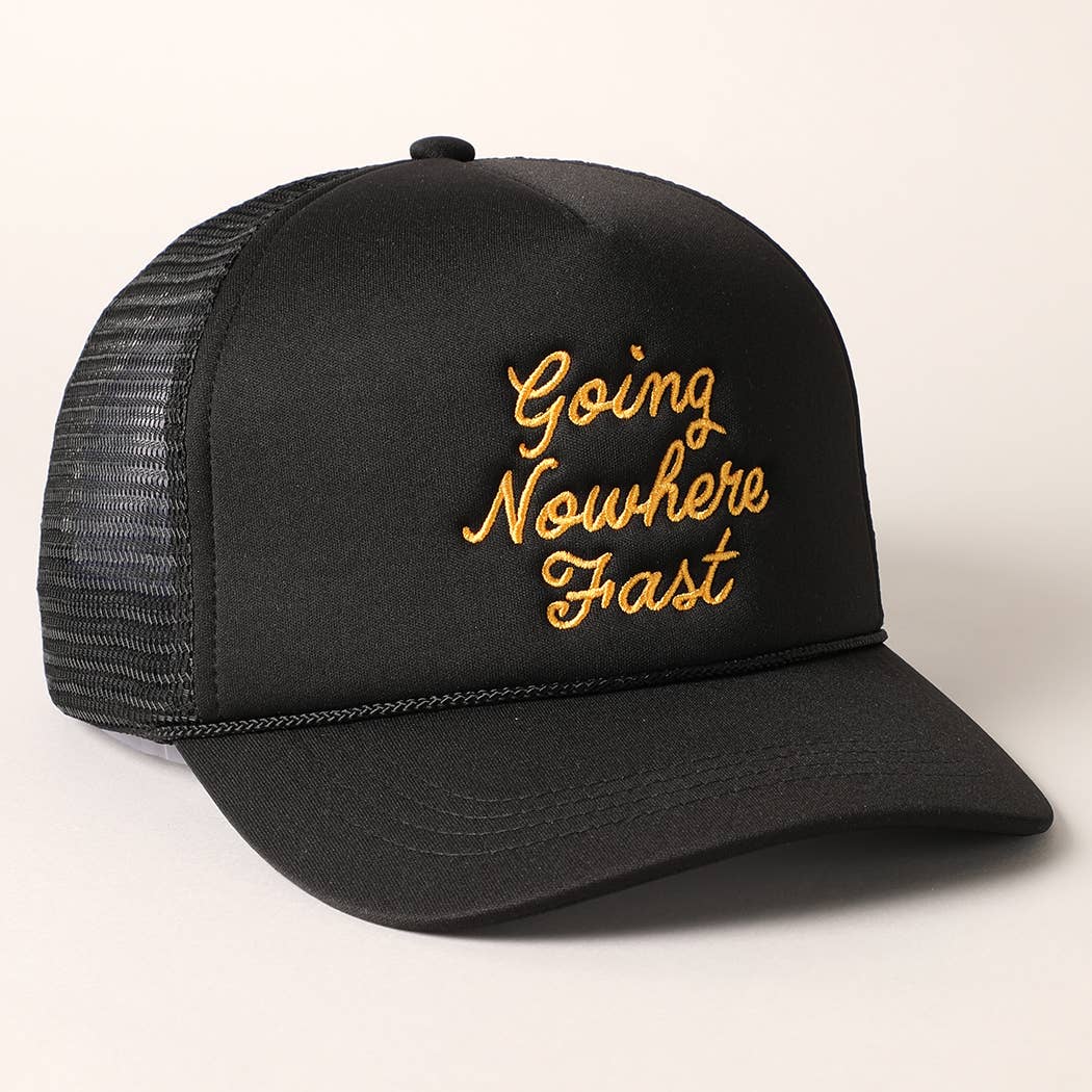 Fashion City – boné - Mulher por atacado – Chapéu de caminhoneiro em espuma de bordado rápido Going Nowhere5