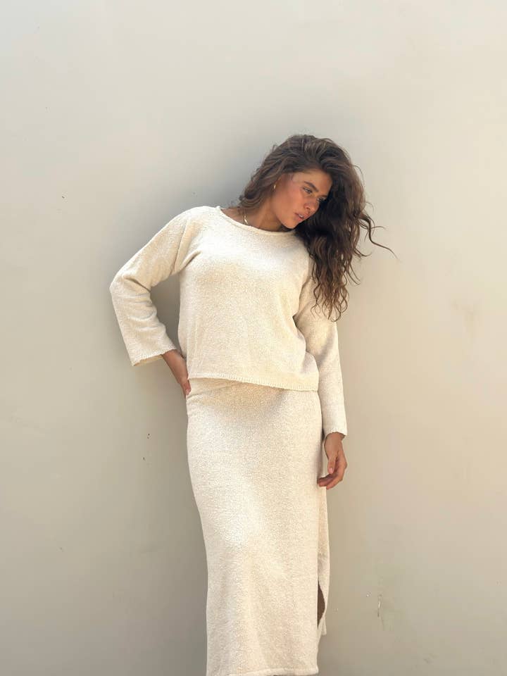 Ami Flared Honey Butter Top (LS) for wholesale by AMIRA Collective