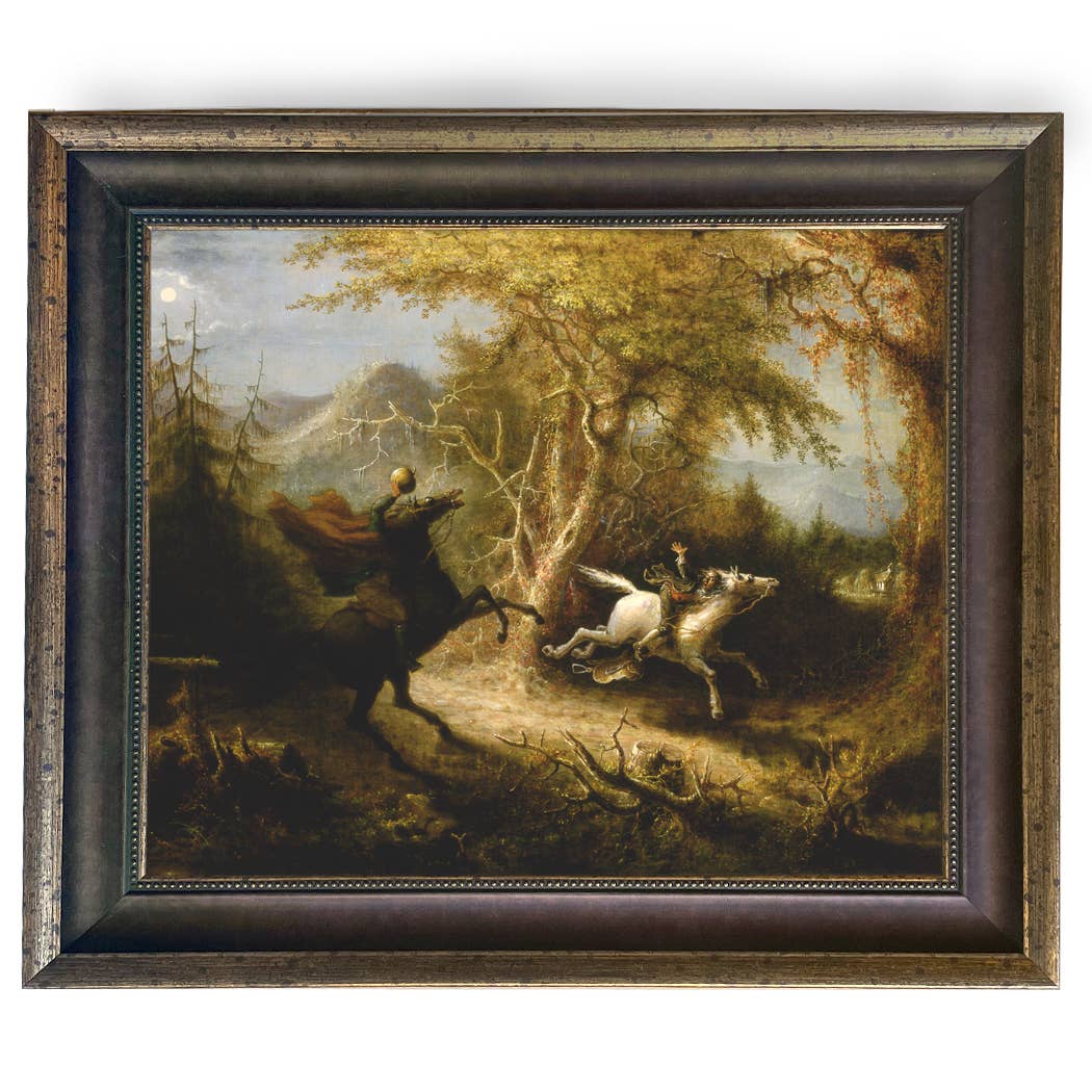 Madison Bay Co. - Historical Home Decor Reproductions - Wholesale Schilderen/Tekenen - Schilderijafdruk van de Ruiter zonder Hoofd die Ichabod Crane Achtervolgt42