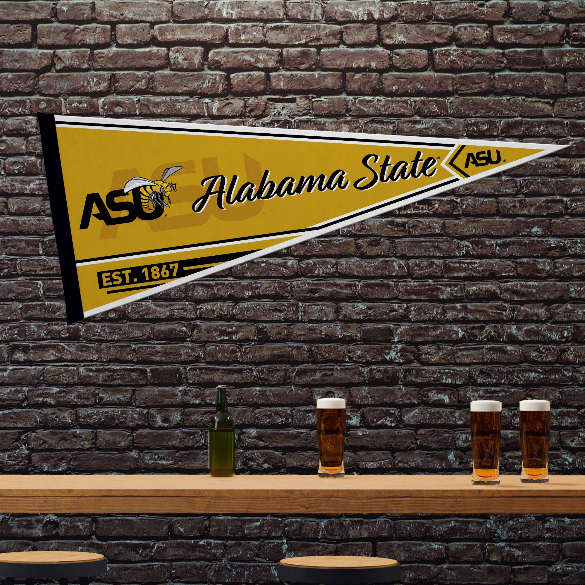 Rico Industries - Wholesale Flag - NCAA  Alabama State Hornets Classic Soft Felt 12X30 Pennant1
