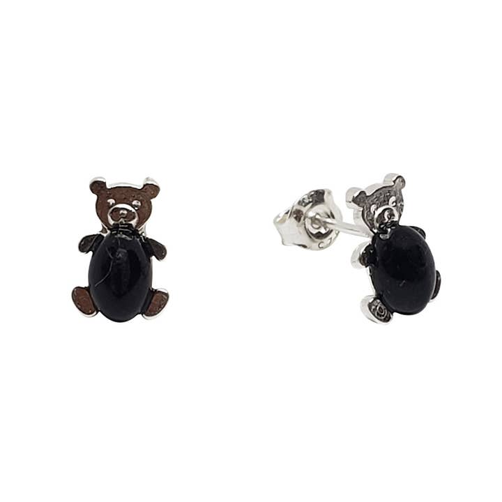 Amberman - Wholesale Stud/Post Earrings - Baltic Amber Sterling Silver Bear Earrings. Amber Jewelry